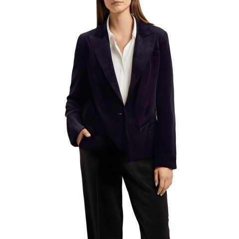 Corduroy Long Sleeves One-Button Blazer