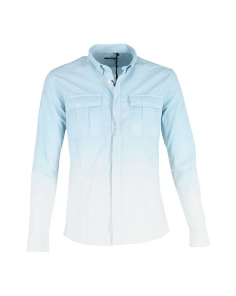 Balmain Ombre Button-Up Shirt in Blue Cotton 7748667932732