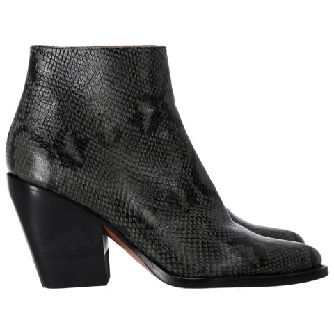 Chloé Rylee Python-Print Ankle Boots in Green Leather 7748676943932
