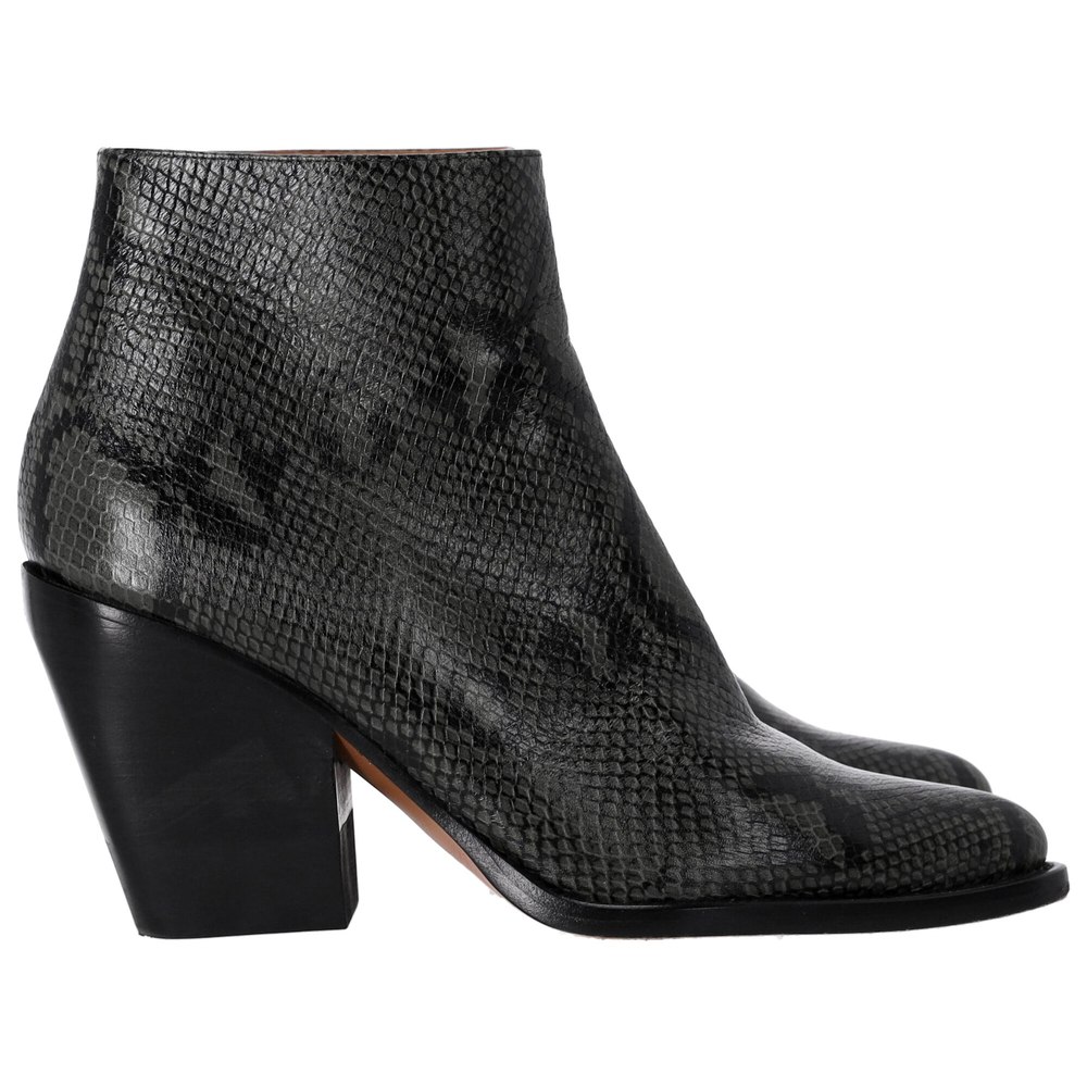 Chloé Rylee Python-Print Ankle Boots in Green Leather 7748676943932