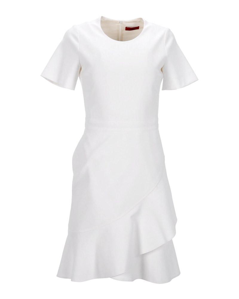 Hugo by Hugo Boss Ruffled Dress in White Polyester 7748676845628