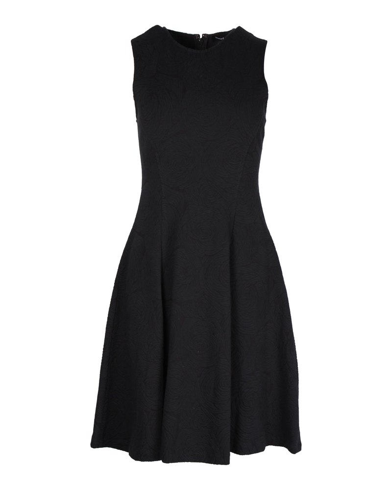 Theory Floral A-line Skater Dress in Black Cotton 7748682907708