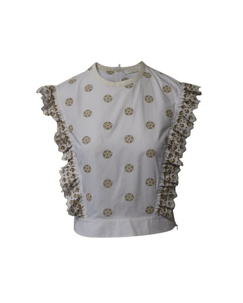 Chloe Broderie Anglaise Crop Top in White Cotton