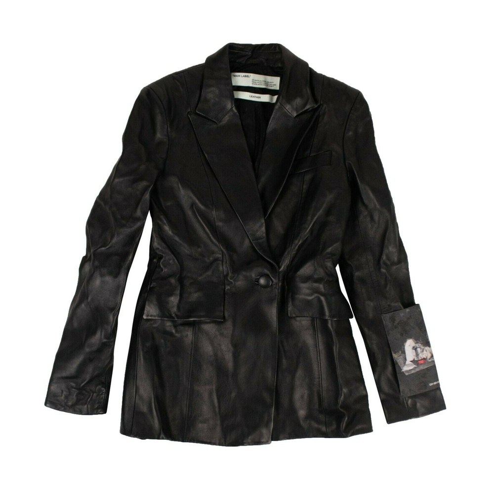 Off White C/O Virgil Abloh Leather Blazer Jacket – Black