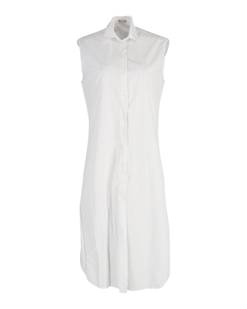 Alaïa Sleeveless Shirt Dress in White Cotton