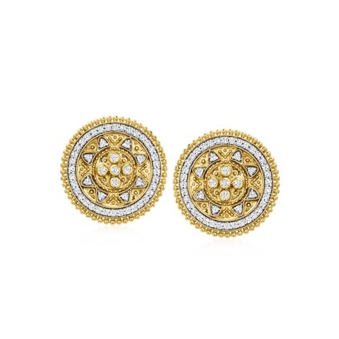 Ross-Simons Diamond Etruscan-Style Circle Earrings in 18kt Gold Over Sterling