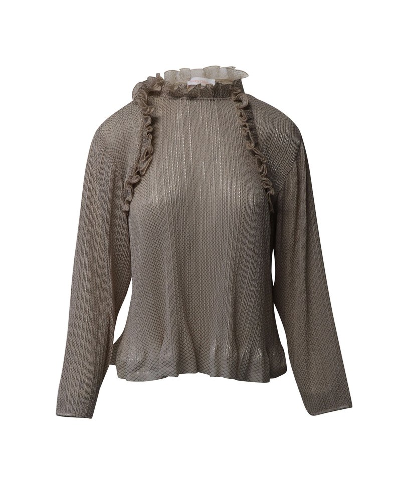 See by Chloe Ruffled Top in Sweet Beige Polyester