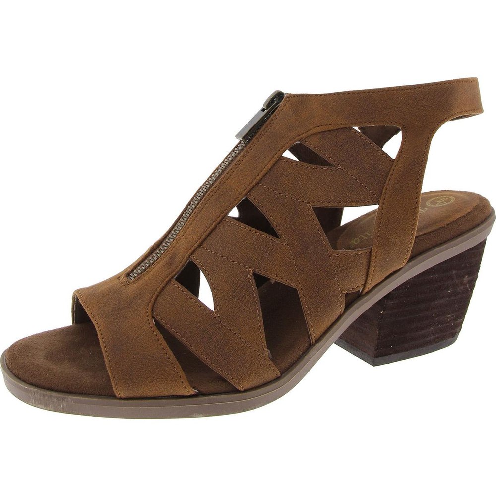 Jovan Zipper Faux Leather Block Heel
