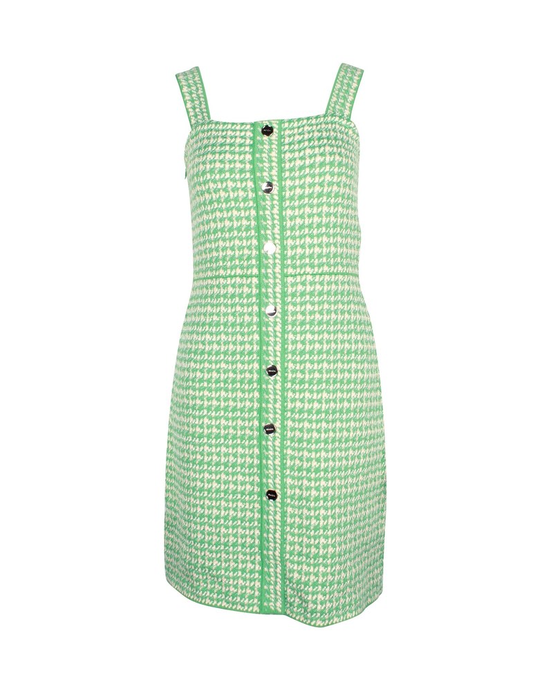 Sandro Lea Tweed Mini Dress in Green Organic Cotton 7748690477116