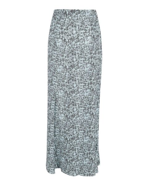 Acne Studios Printed Maxi Skirt With Slit in Blue Polyester