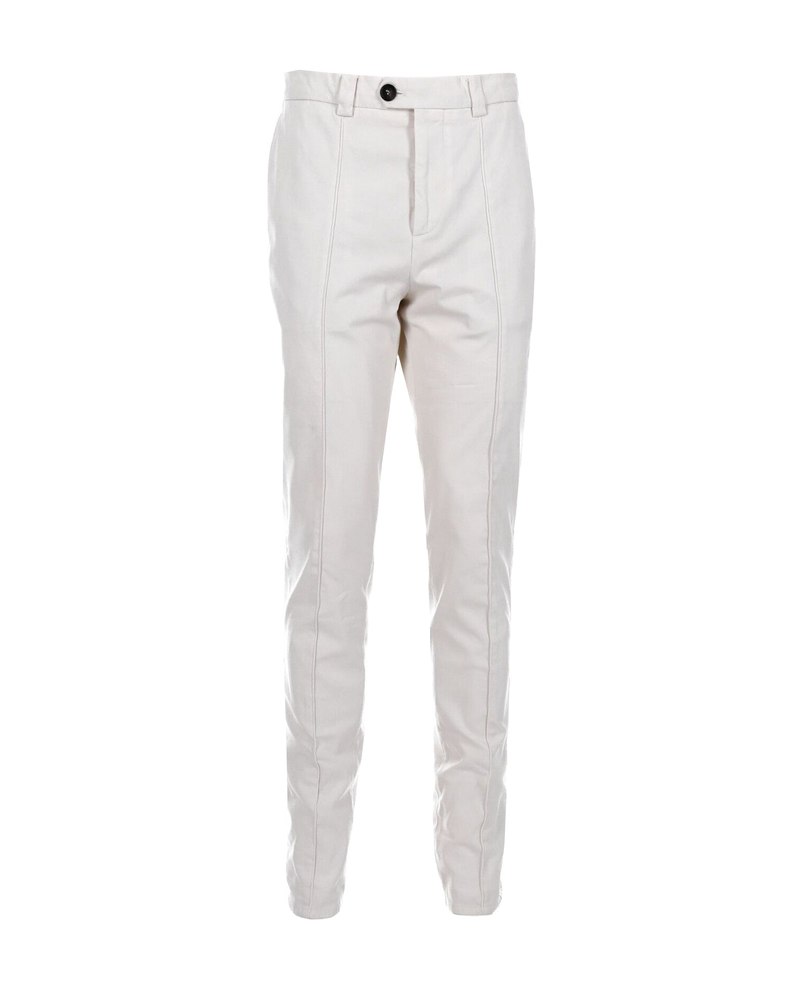 Brunello Cucinelli Slim-Fit Trousers in White Cotton 7748695654460
