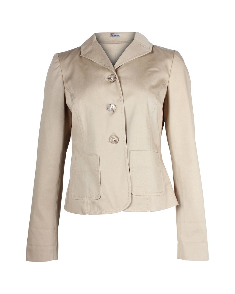 Red Valentino Back Bow Blazer in Beige Cotton 7748697227324