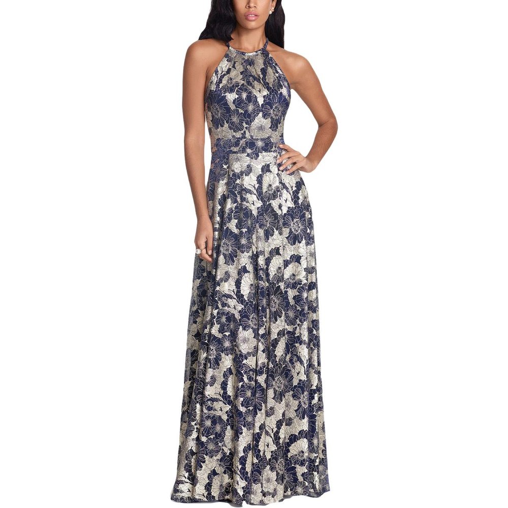 Metallic Maxi Evening Dress
