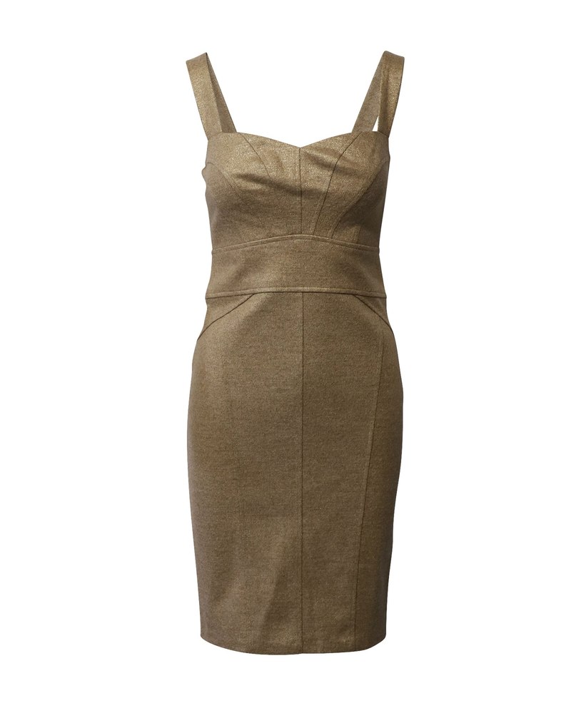 Diane Von Furstenberg Gold Lame Sheath Dress in Viscose