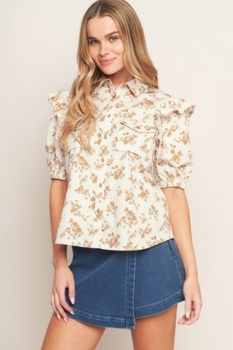 SWEET TERRACOTTA WOVEN TOP