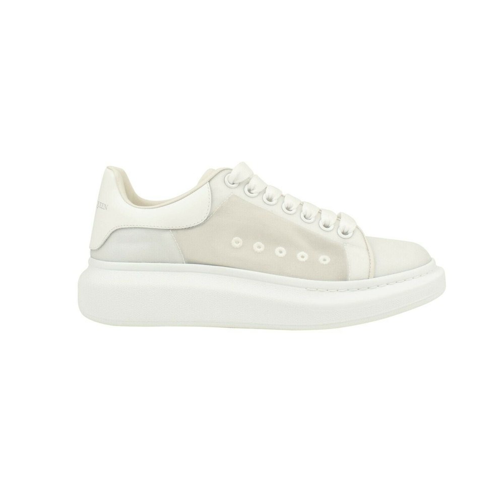 White Mesh Oversized Low Top Sneakers