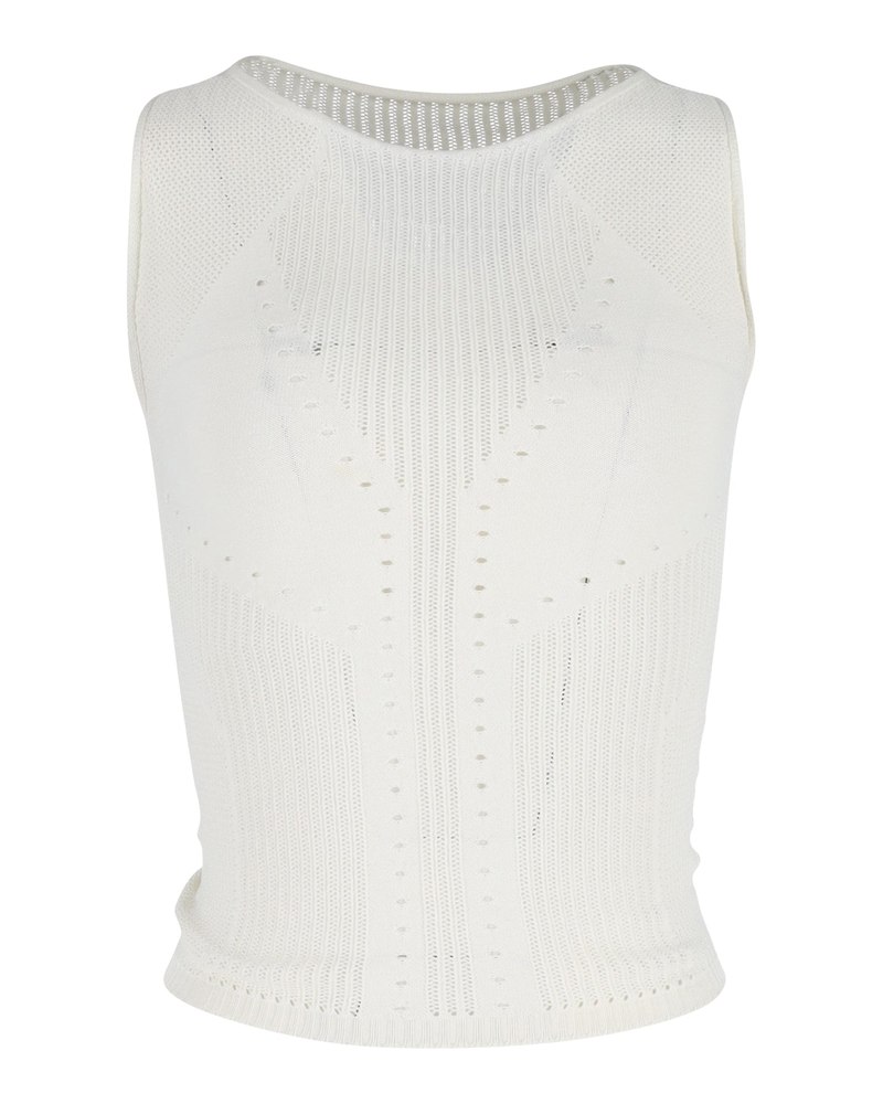 Alberta Ferretti Punched Sleeveless Top in White Viscose