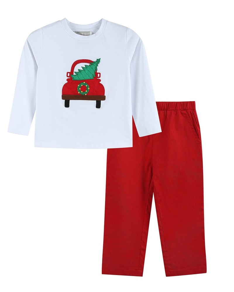 Lil Cactus Christmas Tree Truck Shirt & Pant Set