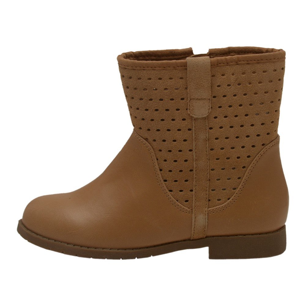 Little Girls Sand Genuine Suede Perforated Upper Boots 7-10 Toddler
