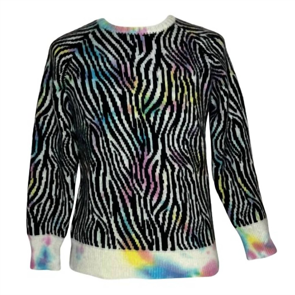 Tie Dye Crew Sweater In Zebra Blue