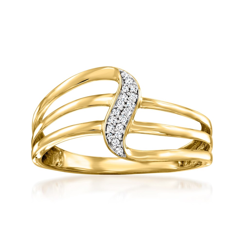 Ross-Simons Diamond-Accented Swirl Ring in 14kt Yellow Gold