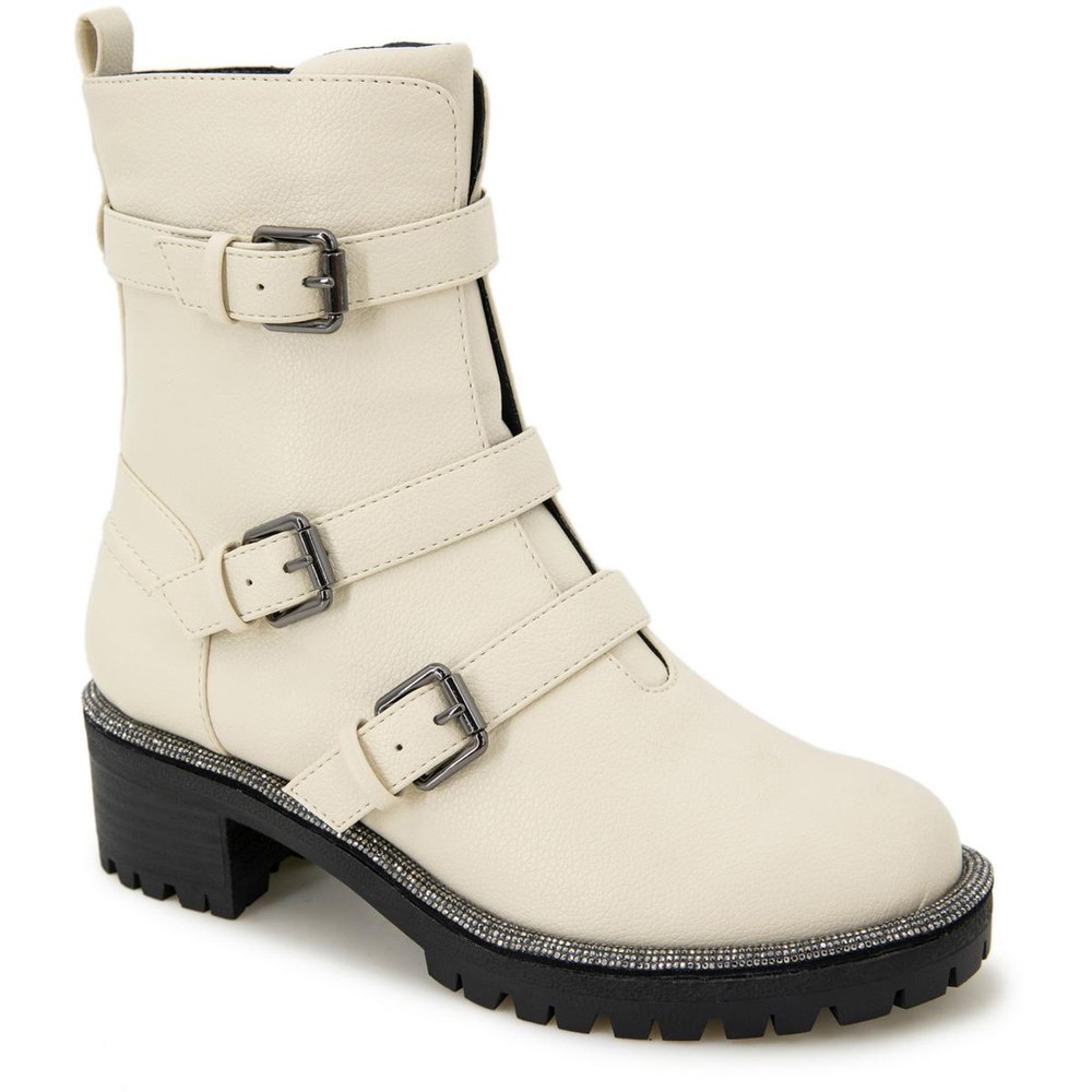Tate Faux Leather Rhinestone Motorcycle Boots