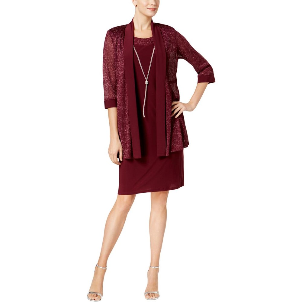 2 Piece Metallic Sleeveless Dress and Jacket Set