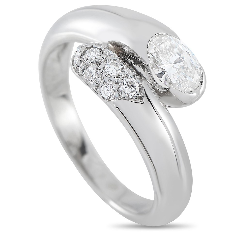 Bvlgari 18K White Gold 0.58ct Diamond Bypass Ring BV09-080724 7748729143356