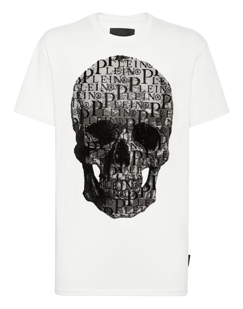 T-shirt Round Neck SS Skull and Plein with Crystals