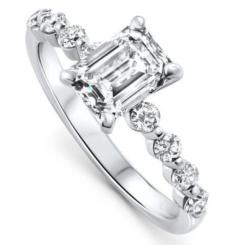 Certified 2 1/3Ct Emerald Cut Diamond Engagement Ring 14k Gold Lab Grown