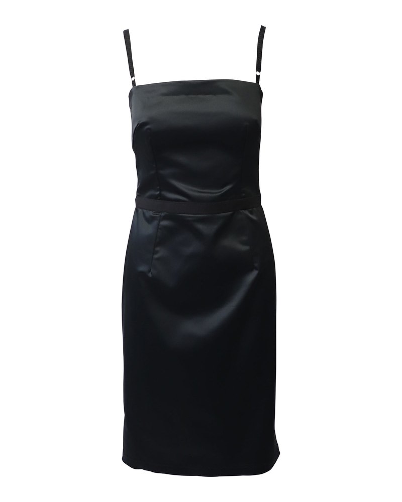 Dolce & Gabbana Spaghetti Strap Midi Dress in Black Polyamide