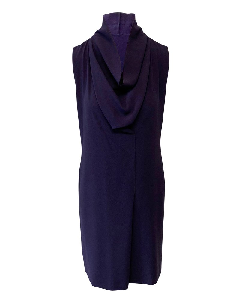 Joseph Cowl Neck Dress in Purple Crepe 7748742381628