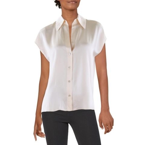 Silk Blouse Button-Down Top