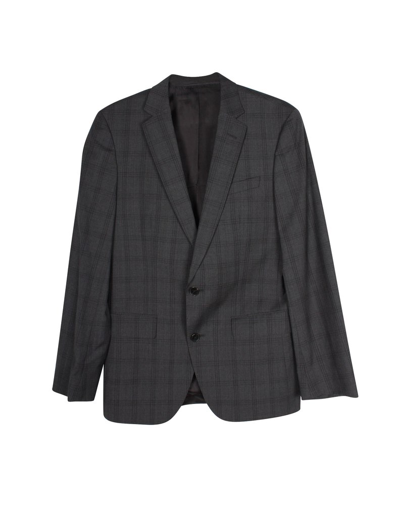 Boss by Hugo Boss Plaid Tailored Blazer and Trouser Suit Set in Grey Wool 7748741333052