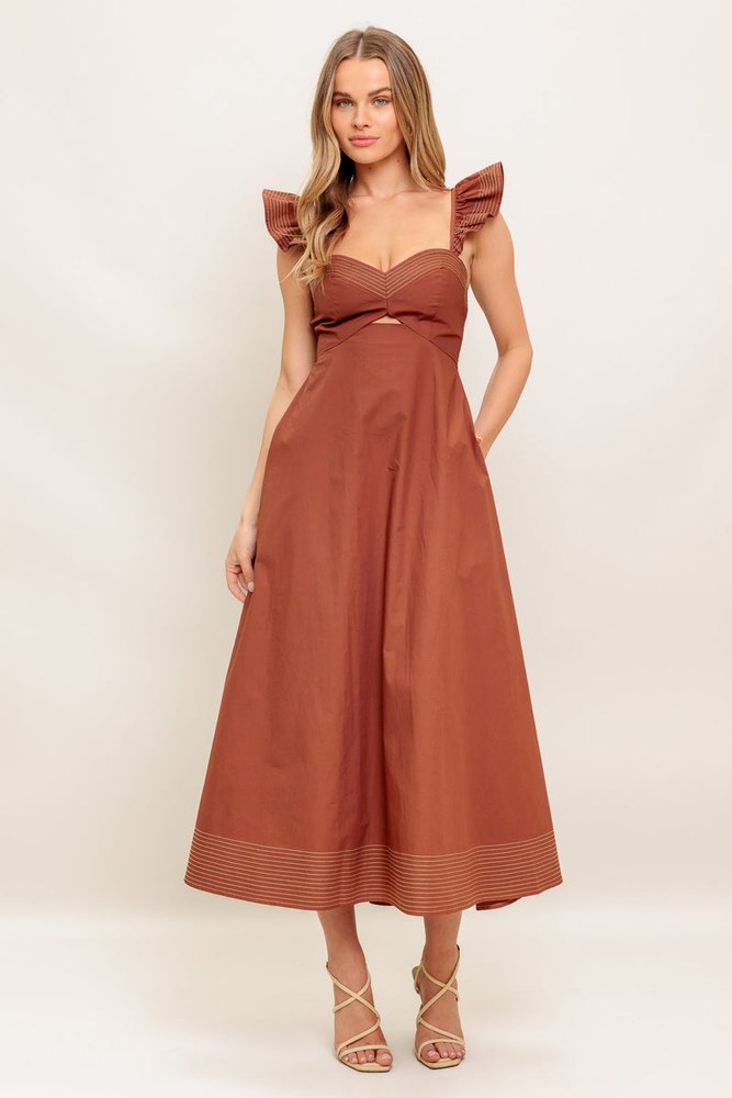 TUSCAN SUNSET WOVEN MIDI DRESS