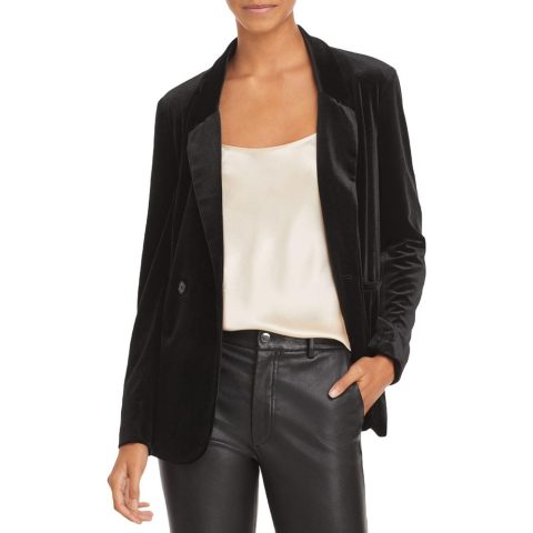 Velvet Double-Breasted Blazer