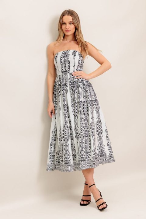 SUMMER SILHOUETTE WOVEN MIDI DRESS