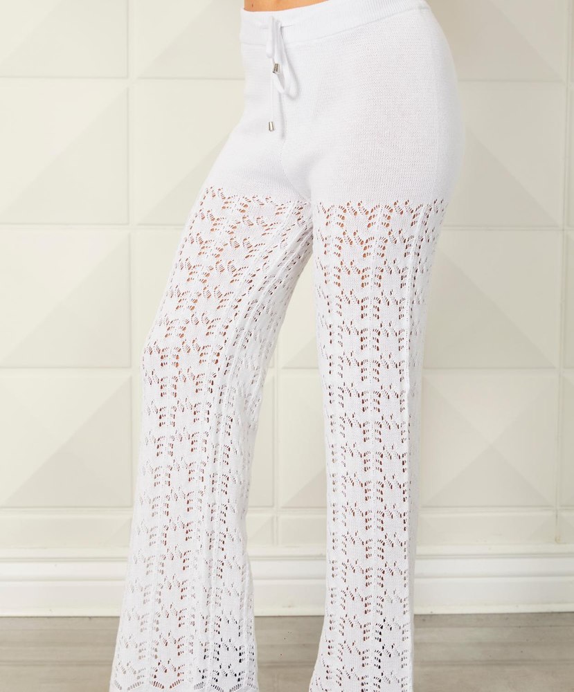 Crochet Knitted Pant In White