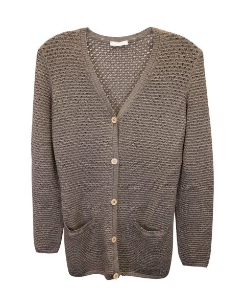 Chloé Buttoned Metallic Cardigan in Gold Viscose 7748758306876