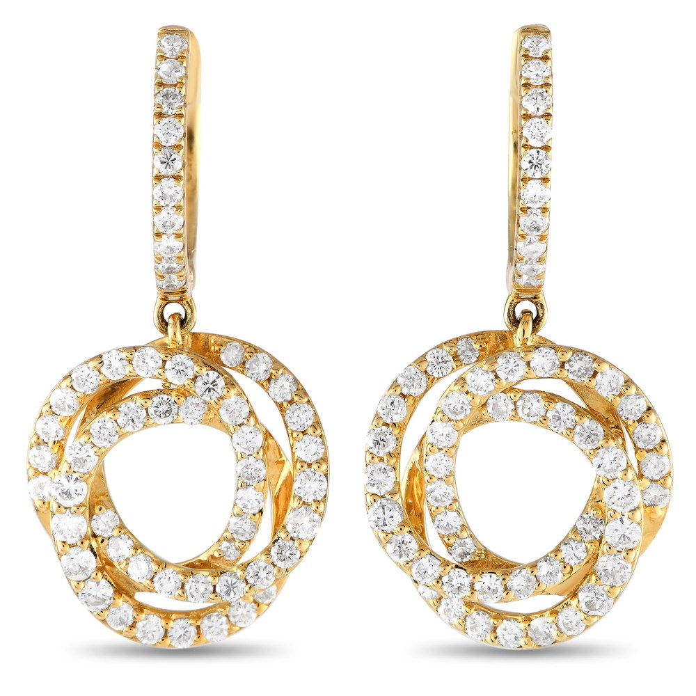 LB Exclusive 18K Yellow Gold 1.0ct Diamond Drop Earrings AER-13233-Y