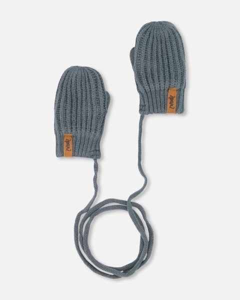 Baby Knitted Mittens With String Hunter Green