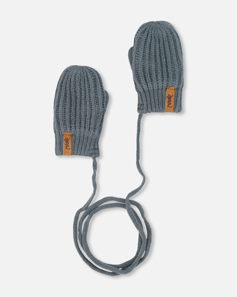 Baby Knitted Mittens With String Hunter Green