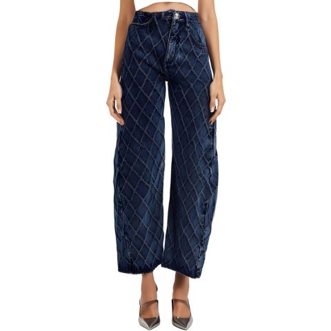 Charlie Pattern Denim Wide Leg Jeans