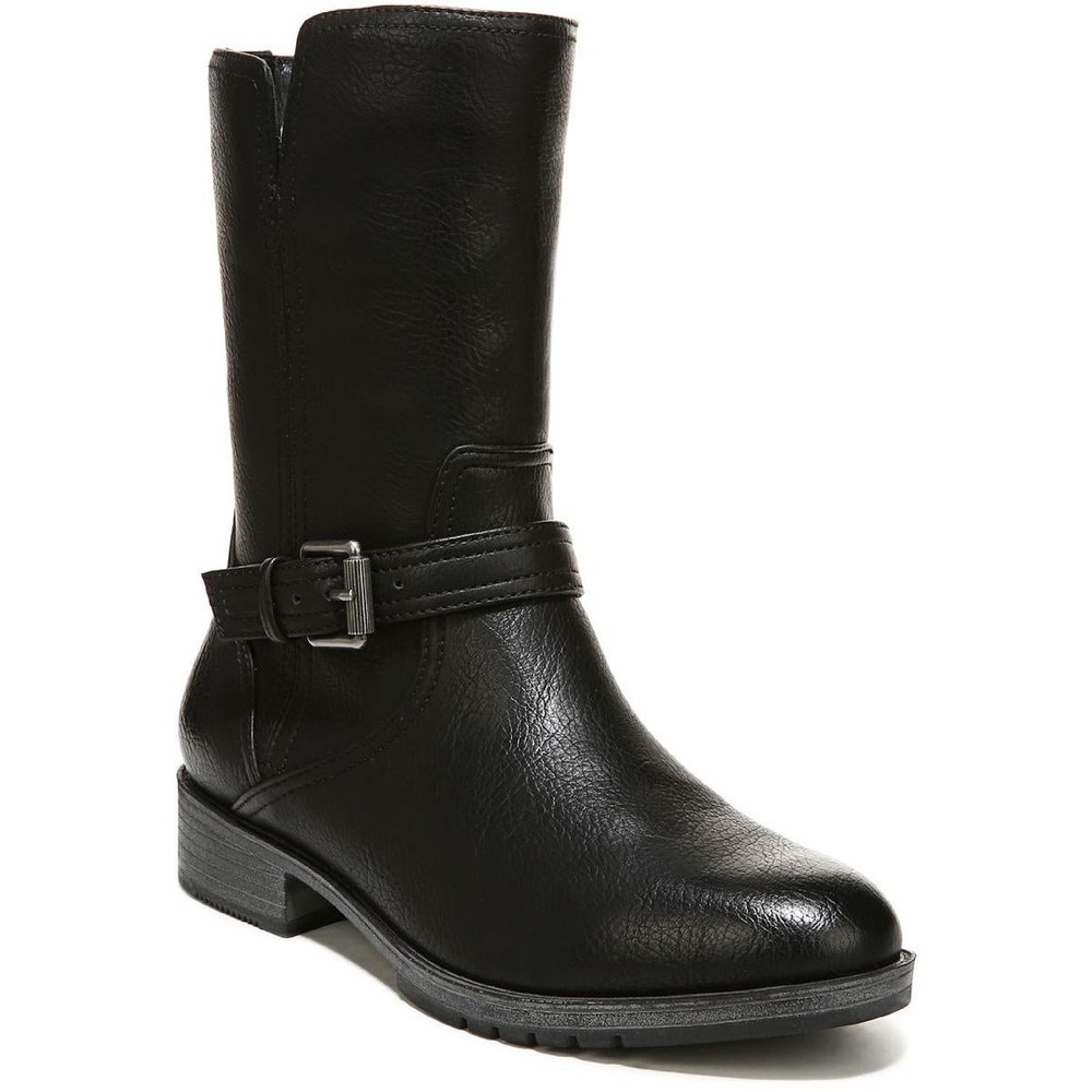 Gloriah Faux Leather Block Heel Mid-Calf Boots