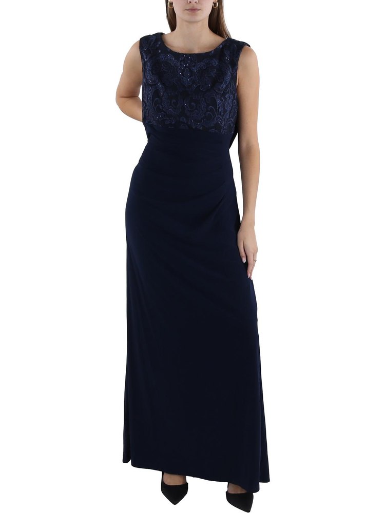 Womens Sequin Embroidered Evening Dress