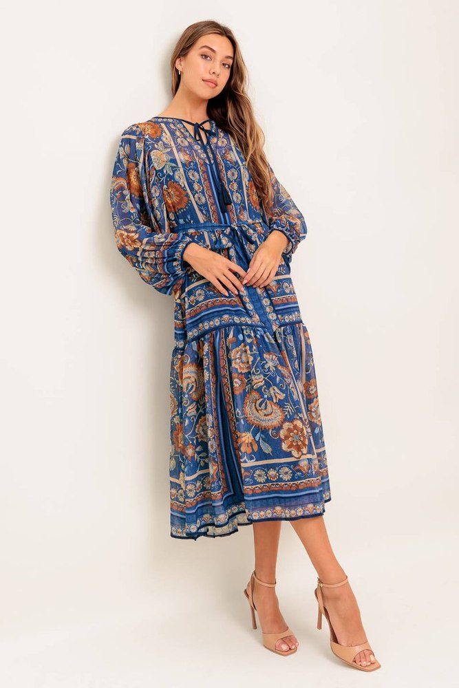 BOHEMIAN TAPESTRY WOVEN MIDI DRESS