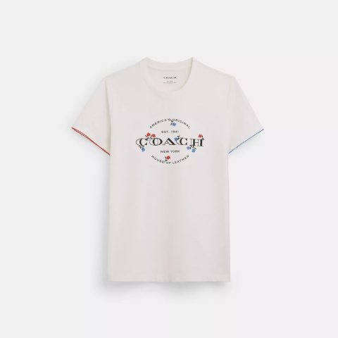 Coach Outlet Floral T Shirt In Organic Cotton