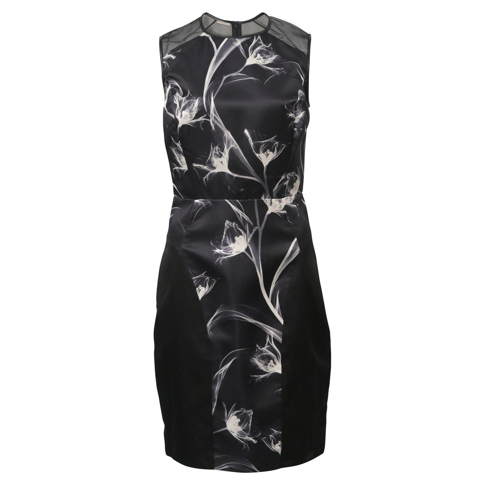 Jason Wu X-Ray Floral Print Sheath Dress in Black Silk 7748783243324