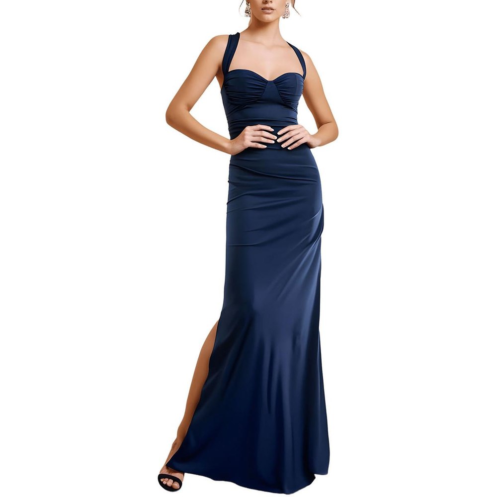 Juniors Built In Bra Halter Dress