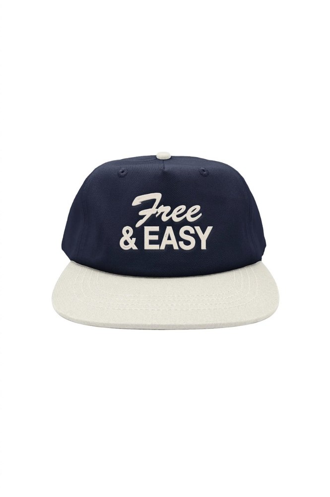 Men’s Two Tone Short Brim Snapback Hat In Navy/bone
